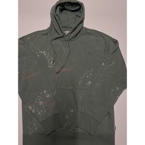 Hurley Splatter Paint Kangaroo Pocket Drawstring Pullover Hoodie Size S Green